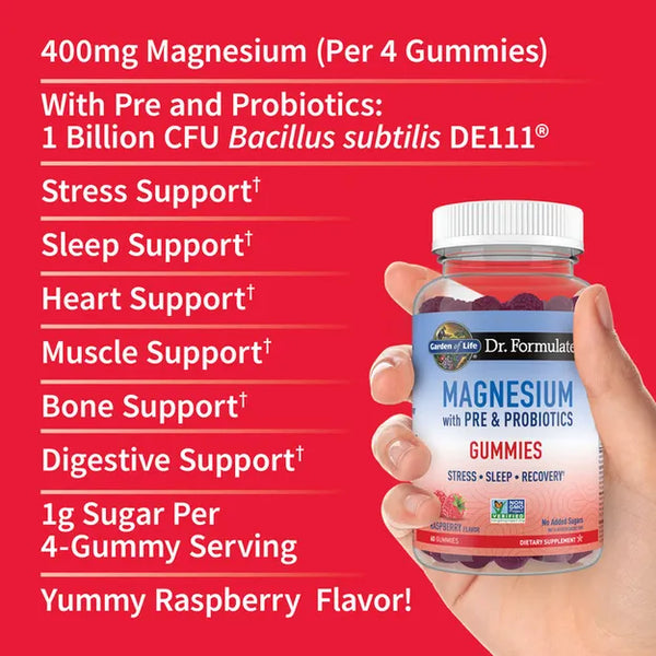 Garden of Life Dr. Formulated Magnesium Gummies - Raspberry 60 Gummies