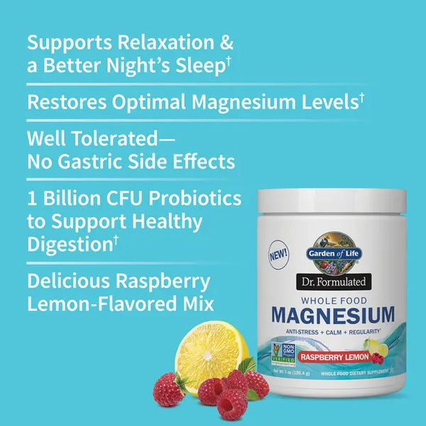 Garden of Life Dr. Formulated Magnesium Powder - Raspberry Lemon 198gm