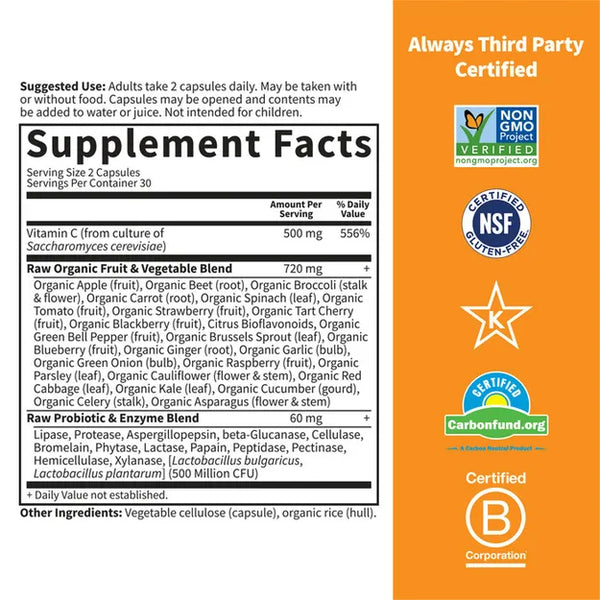 Garden of Life Vitamin Code Raw Vitamin C 60 Capsules