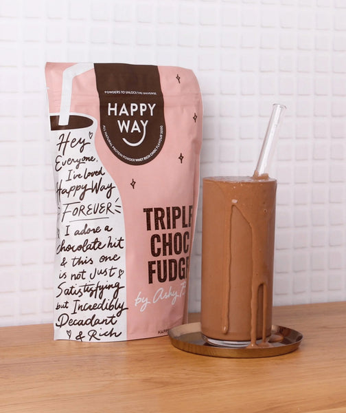 Happy Way Triple Choc Fudge Vegan Protein Powder 500g