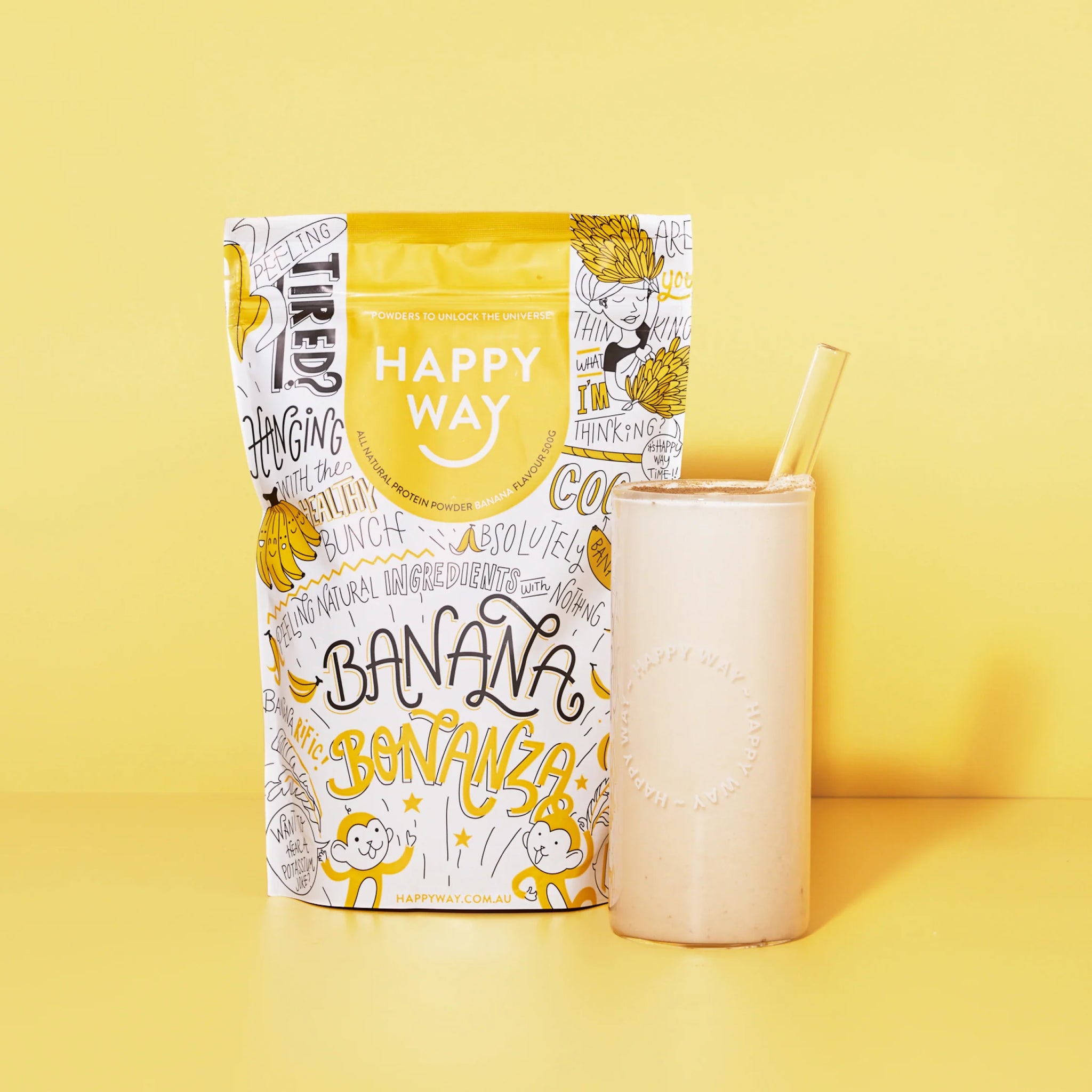 Happy Way Banana Bonanza Whey Protein Powder 500g
