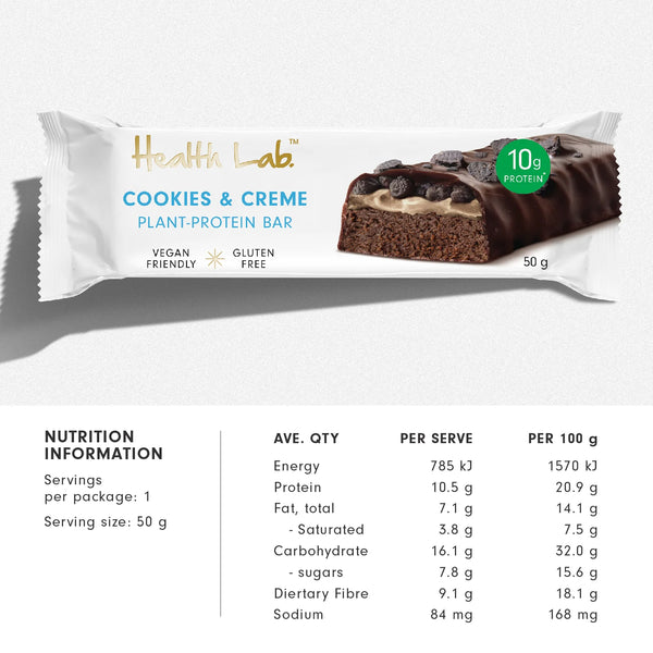 Health Lab Cookies & Cream Plant-Protein Bars