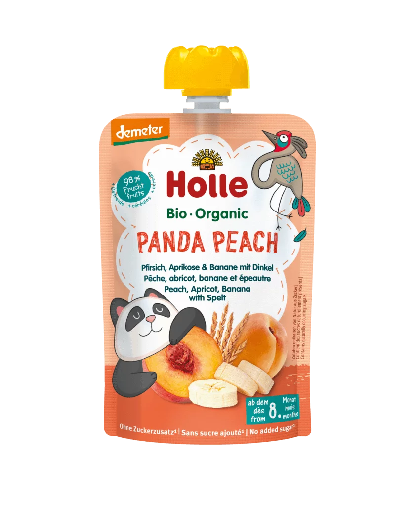 Holle Organic Panda Peach – Peach, apricot, banana with spelt