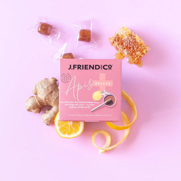 J. Friend Honey Pure Honey Lemon and Ginger Drop - Rescue