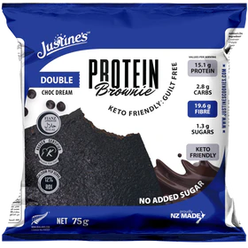 Justine's Keto Friendly Double Choc Dream Protein Brownie 75g