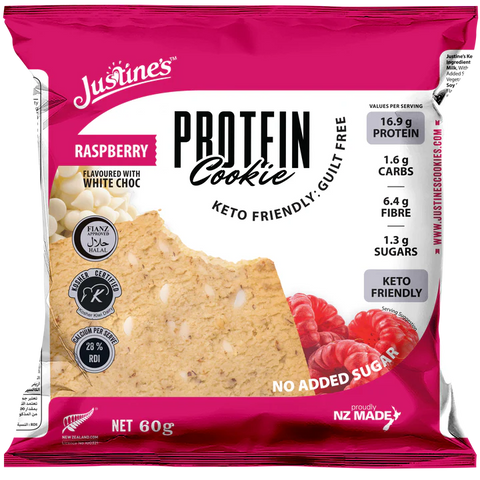 Justine's Keto Raspberry White Choc Protein Cookie 60g