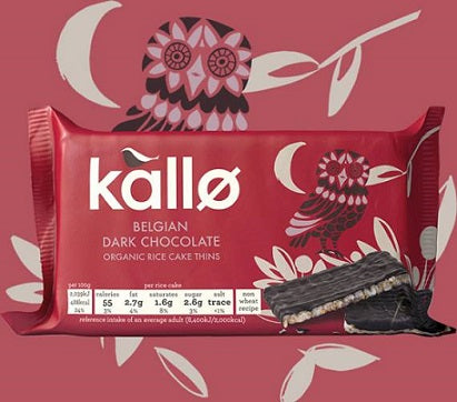 Kallo Organic Belgian Dark Chocolate Thins Organic Rice Cakes 90gm
