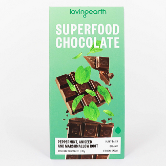 Loving Earth Choc Peppermint & Aniseed Superfood Chocolate 70gm