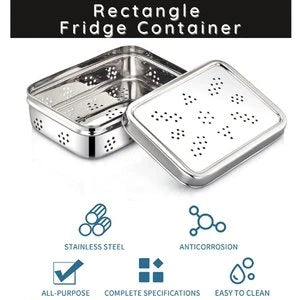 Meals In Steel Stainless Steel Rectangle Fridge Breathable Container