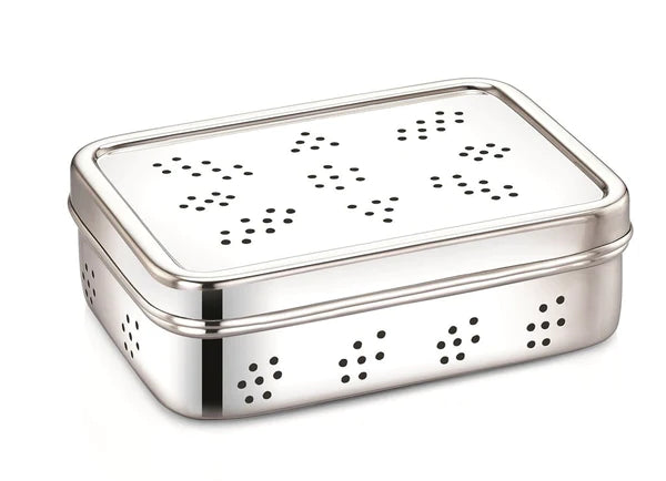 Meals In Steel Stainless Steel Rectangle Fridge Breathable Container