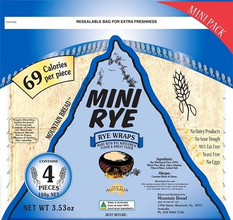 Mountain Bread Wraps Mini Rye 4pcs