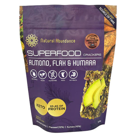 Natural Abundance Superfood Crackers - Almond, Flax & Kumara 100g