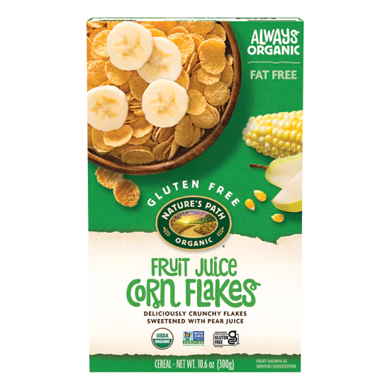 Nature's Path Corn Flakes Cereal - fruit juice sweetened. 300gm