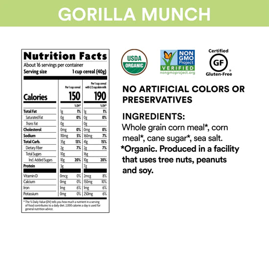 Nature's Path Gorilla Munch Corn Puffs Cereal 280gm