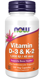 Now Vitamin D-3 & K-2 1,000 IU 120vcaps