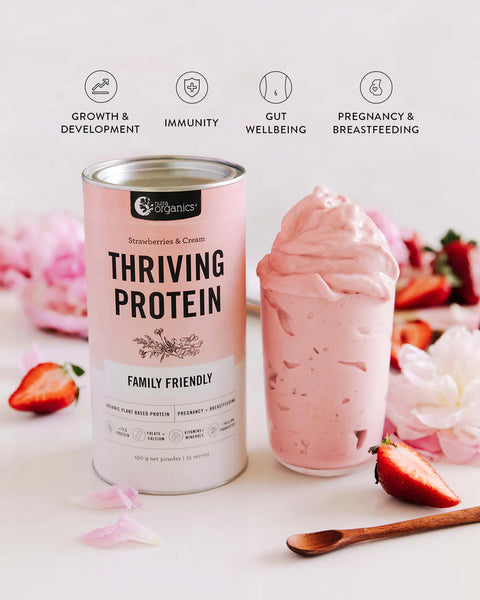 Nutra Organics Thriving Protein Strawberries & Cream 450gm