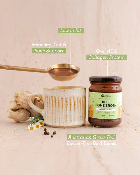 Nutra Organics Beef Bone Broth Concentrate Native Herbs 250gm