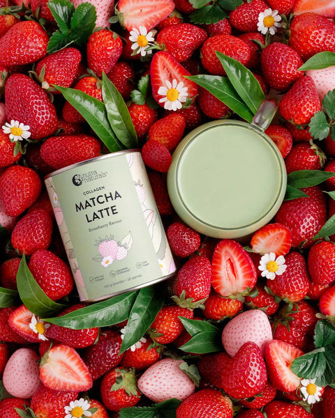 Nutra Organics Collagen Strawberry Matcha Latte 100gm