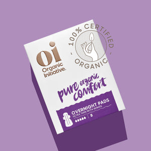 Oi Organic Overnight Pads. 10 ultra-thin pads with wings