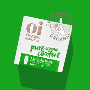 Oi Organic Regular Pads. 10 ultra-thin regular pads with wings