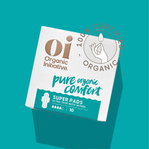 Oi Organic Super Pads. 10 ultra-thin pads with wings