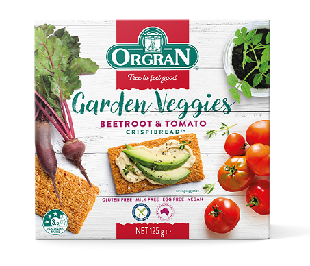 Orgran Garden Veggies Beetroot and Tomato Crispbread