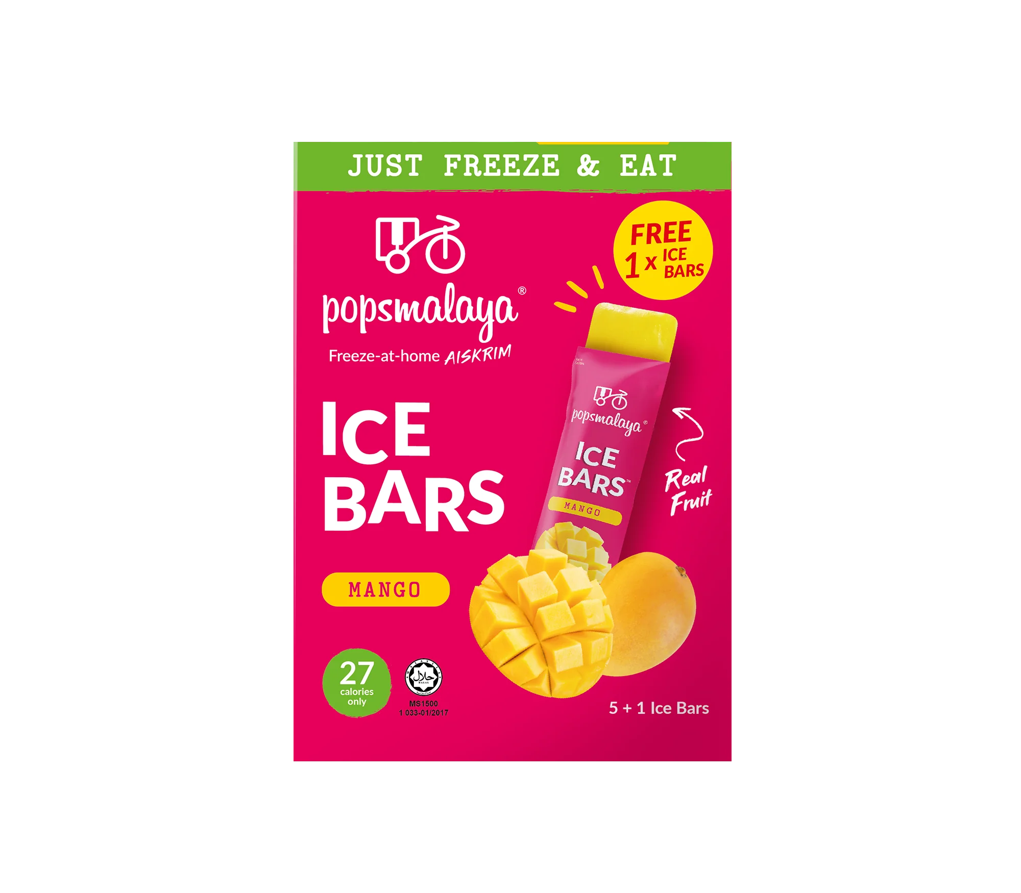Pops Malaya Ice Bars Mango 6x bars 270ml