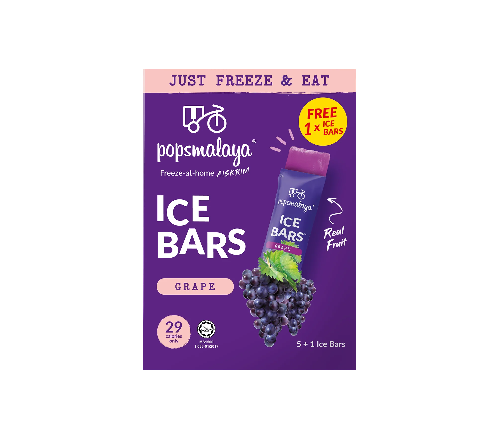 Pops Malaya Ice Bars Grape 6x bars 270ml