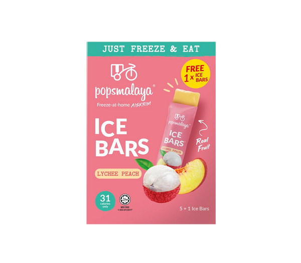 Pops Malaya Ice Bars Lychee Peach 6x bars 270ml