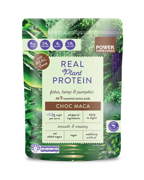 Power Superfoods Real Plant Protein Powder Choc Maca 400gm