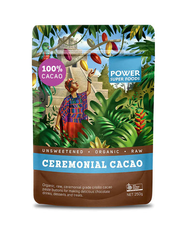 Power Superfoods Cacao Paste Buttons Raw 250gm