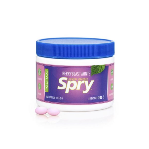 SPRY NATURAL BERRY BLAST XYLITOL MINTS (SUGAR FREE) 240 MINTS/ TUB