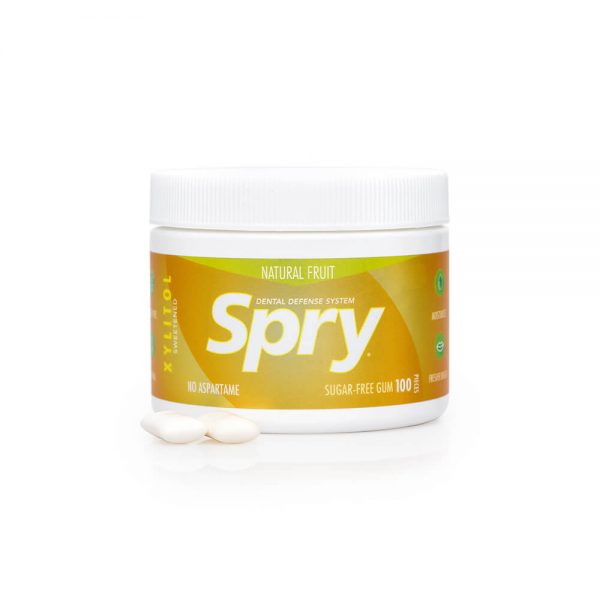 SPRY NATURAL FRUIT XYLITOL GUM (SUGAR FREE) 100CT TUB