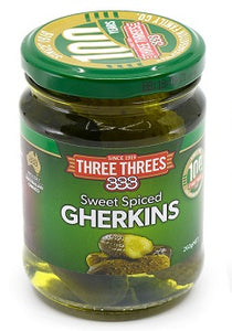 Three Threes Sweet Spiced Gherkins 260gm