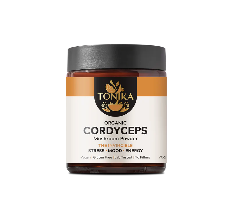Tonika Organic Cordyceps Mushroom Powder Glass Jar 70gm - THE INVINCIBLE