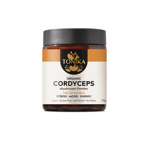 Tonika Organic Cordyceps Mushroom Powder Glass Jar 70gm - THE INVINCIBLE
