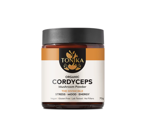 Tonika Organic Cordyceps Mushroom Powder Glass Jar 70gm - THE INVINCIBLE