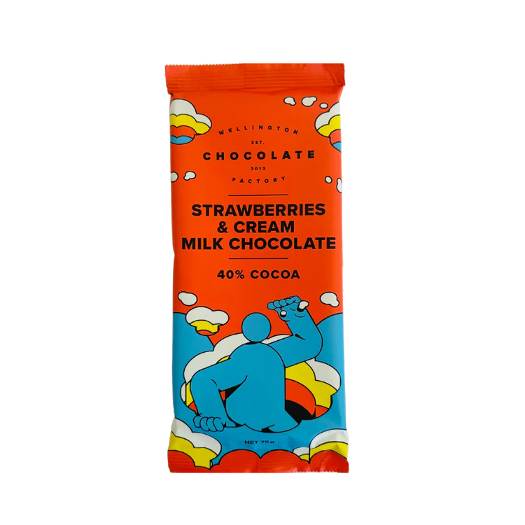 The Wellington Chocolate Factory Strawberries and Cream Milk Chocolate Bar