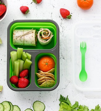 Munch Bento Silicone Lunchbox Green - collapsible