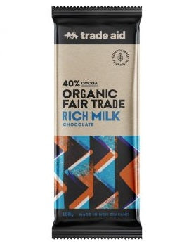 Trade Aid Chocolate Organic 40% Rich Milk Chocolate – 100g