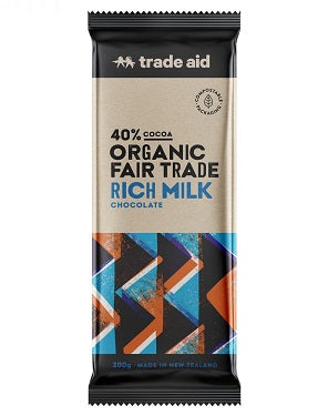 Trade Aid Chocolate Organic 40% Rich Milk Chocolate – 200g