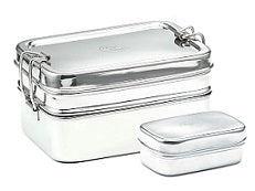Stainless Steel Large Double-Layer Rectangular Lunchbox (jumbo)18x13x9