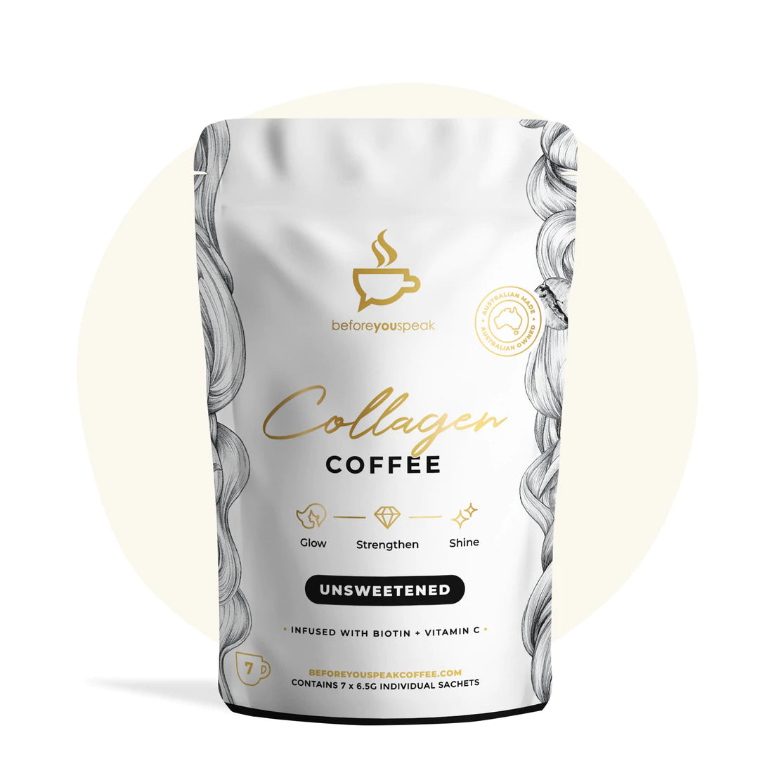 beforeyouspeak Coffee Collagen Coffee Unsweetened - 7 Sachets