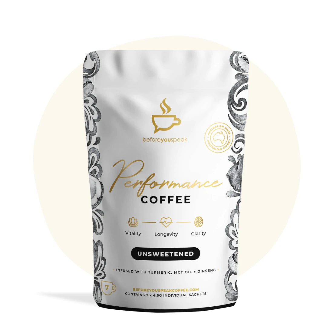 beforeyouspeak Coffee High Performance Coffee Unsweetened - 7 Sachets