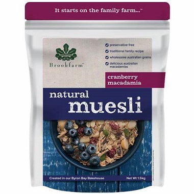 Brookfarm Muesli Natural Macadamia Cranberry 500gm