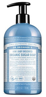 Dr. Bronner's 4-in-1 Baby Unscented Organic Sugar Soap Pump 710gm