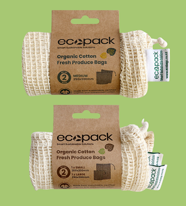 Ecopack Organic Cotton String Bags - Set of 2 (Medium)