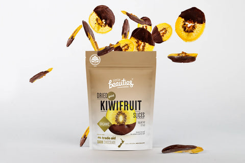 Little Beauties Dark Chocolate Organic Gold Kiwifruit Slices 50gm