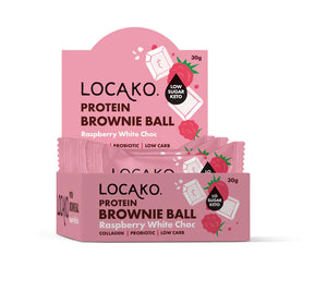 Locako Protein Brownie Balls - Raspberry White Choc 30gm x 10pcs - 15% off
