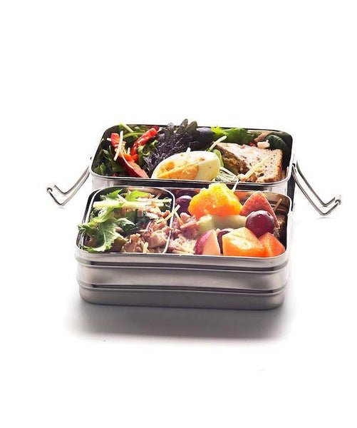 Meals In Steel Medium Twin Layer Rectangular Lunchbox